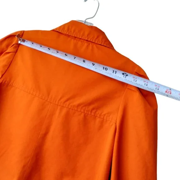 Anthropologie Elevenses Orange Spring Button Up Pea coat- trench style Jacket 2 - Picture 10 of 14